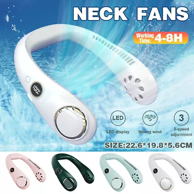 $17.45 • Buy USB Rechargeable Portable Leafless Neck Fan Cooler Dual Effect Cooling Neckband