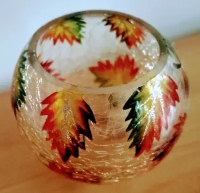 Crackle Glass Maple Leaf Tea Light Holder • £9.99