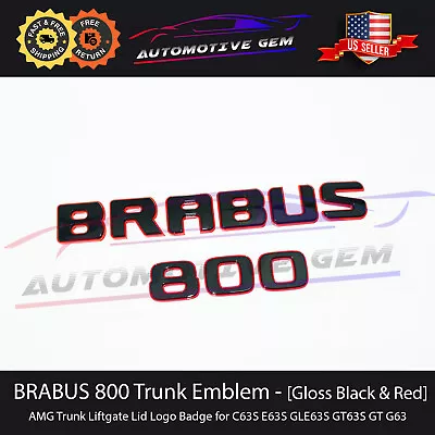 BRABUS 800 Emblem GLOSS BLACK RED Rear Trunk Luggage Lid Logo Tailgate Badge AMG • $59.99