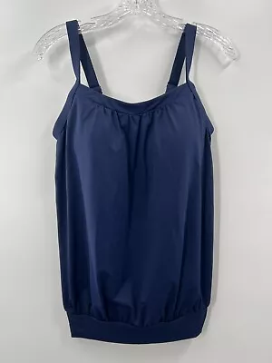 Lands’ End Women’s Adjustable Strap Mastectomy Fit Swim Tank Navy Blue Size 6 • $24.97