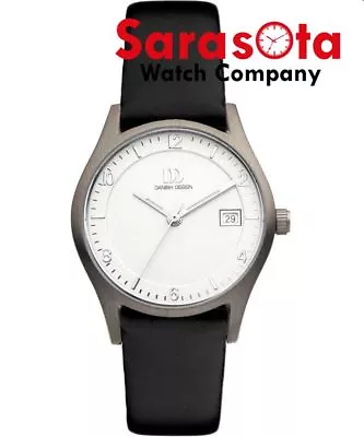 Danish Design IV12Q956 Silver Dial Titanium Black Leather Quartz Women's Watch • $125