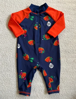 £12.94 • Buy Ted Baker Baby Boy Swim Suit Swimming Costume Blue Red Strawberry 0-3 Months