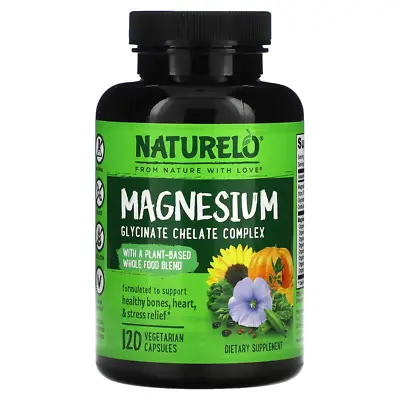 Naturelo - Magnesium Glycinate Chelate Complex - 120 Veg Caps - Exp: Feb 2025 • £43.99