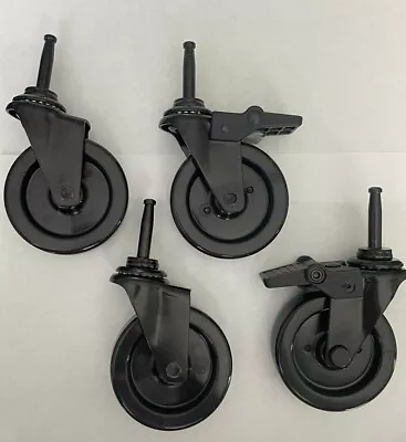 Black Heavy Duty Swiveling Metal Caster Wheel Set Of 4 New In Package • $22.99