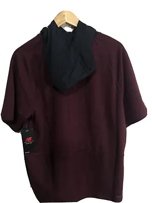 New Balance Hoodie Mens Medium Red Short Sleeve Side Zip Sweatshirt Pullover  N9 • $18.78