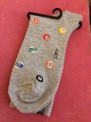 NWT- J CREW -1 Pair-O/S-Gray-Billiards-Pool-Balls-Cotton Blend-Unisex-Socks-NEW! • $9.50