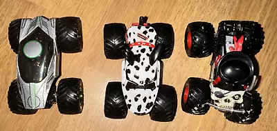 Lot Of 3 Mini Hot Wheels Monster Trucks -  Dalmatian Skeleton Silver • $2.99
