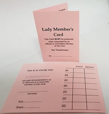£12.48 • Buy Club Lady Members Card Subscription Cards Ciu Membership 7 Year Pack Of 100 Pink
