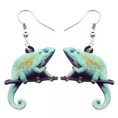Acrylic Chameleon Lizard Earring Drop Dangle Animal Jewelry For Women Gift Charm • $5.99