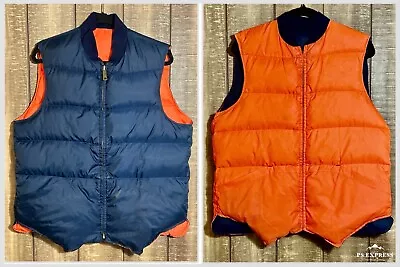 Vintage Kmart Blue Orange Down Reversible Hunting Puffer Vest Mens Large EUC • $29.99