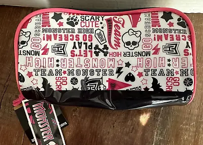 Monster High Pencil Gadget Case Cosmetic Makeup Bag Black Pink White Skull Cheer • £14.48