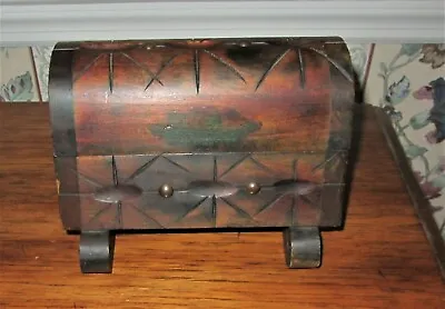 $14.99 • Buy Wood Truck Or Casket Shaped Footed Trinket Jewelry Box