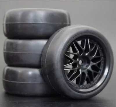 Tamiya 1:10 Slick Tyres And Wheels With Foam Inserts HSP HPI TT01 TT02 • £7.95