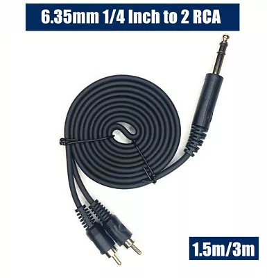 6.35mm Stereo TRS 1/4 Inch To 2 RCA Audio Y Splitter Audio Cable 1.5m 3m AU OZ • $8.99