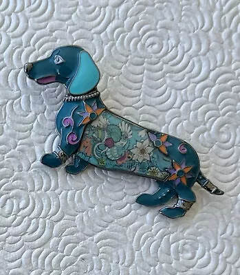 Vintage Style Artistic Dachshund Dog Brooch Enamel On Metal • $16.98