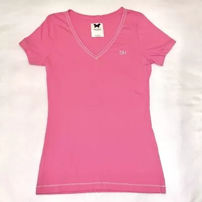 $7 • Buy Pre-Owned Pink Gilly Hicks Sydney V-Neck Short Sleeve Shirt Sz S Cotton/Viscose