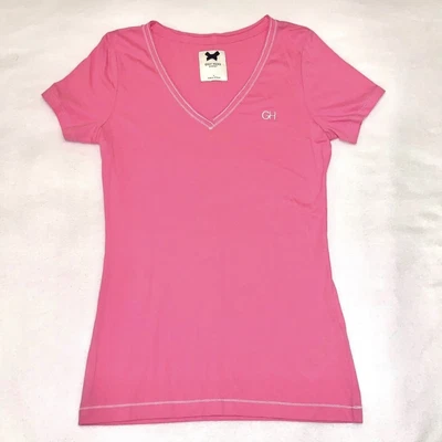 $7 • Buy Pre-Owned Pink Gilly Hicks Sydney V-Neck Short Sleeve Shirt Sz S Cotton/Viscose
