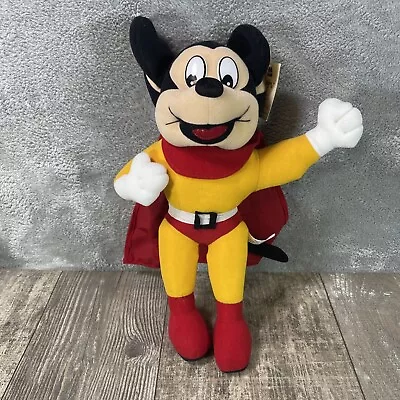 1997 Mighty Mouse 14  Stuffed Toy Action Figure Plush Terrytoons Red Cape VTG • $9.99