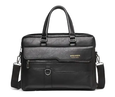 Men's Briefcases Leather Laptop Shoulder Bag Portable Business Messenger Bag • $36.99