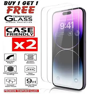 Tempered Glass Screen Protector For  IPhone 14 13 12 11 PRO MAX Mini X XR • £0.99