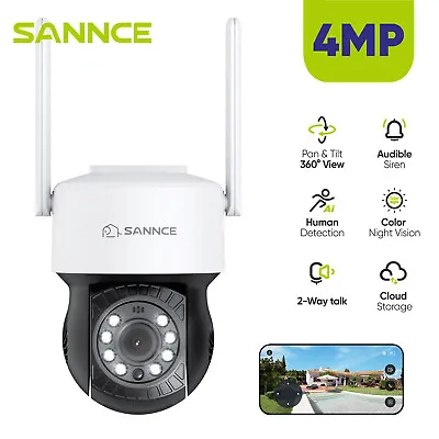 SANNCE 350° PT Color 4MP Wireless CCTV Security Camera 2-Ways Talk Auto Track • £25.50