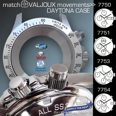 $159 • Buy Watch Case Daytona,tachymeter, Eta Valjoux 7750,7751, 7753,7754  St-steel, 38mm