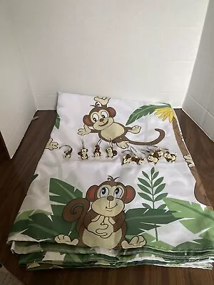 Shower Curtain 70” X 70” Monkey Palm Trees Bananas With Monkey Hooks • $19.99