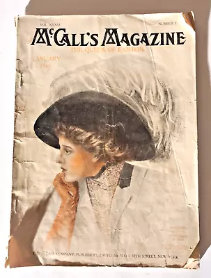 1909 McCall's Magazine The Queen Of Fashion Advertising January  Vol. 36  No. 5 • $76.50