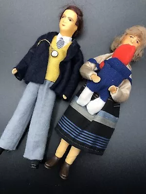 Erna Meyer 1:12 Stockinette Mom Dad Baby Germany Vintage Dollhouse Miniature • $39.99