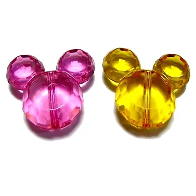 10 Mixed Colour Transparent Acrylic Large Mouse Head Charm Beads 36X32mm • $3.86