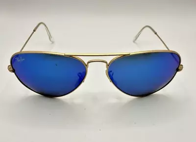 RB 3023 112/17 Aviator Large Metal Gold Mirror Blue Sunglasses 58-14-135 Pilot • $38.88