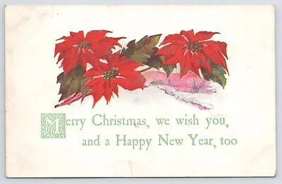 Holiday~Poinsettias & Christmas Greeting~Vintage Postcard • $3.70