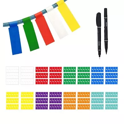 8 Colors Self-Adhesive Cable Markers Tear Resistant Handwriting Printing • £6.50