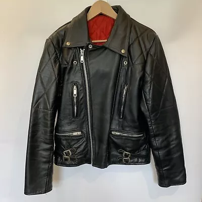 Vintage 50s Leather Biker Jacket Size Small British Made Retro Style • $222.56