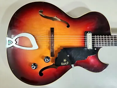 Vintage 1966 Guild T-100 Archtop Sunburst Hollow Body Guitar Excellent W/ Case • $2250