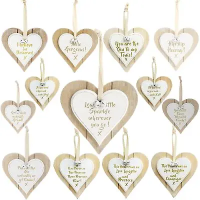 £1.95 • Buy Wooden Heart Hanging Sign Wall Plaques Home Sentiment Party Great Gift Idea UK