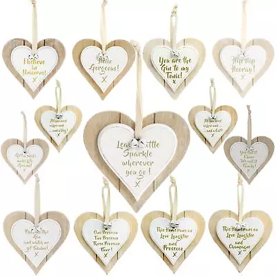 £1.95 • Buy Wooden Heart Hanging Sign Wall Plaques Home Sentiment Party Great Gift Idea UK