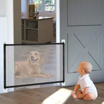 £7.79 • Buy Magic Gate For Dogs, Seen-through Mesh Screen Gate Folding Stair Gate Safety 