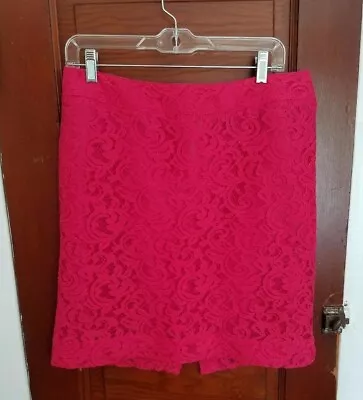 MERONA Women's 8 Pink Lace Overlay Cotton Nylon Lined Skirt • $5.95