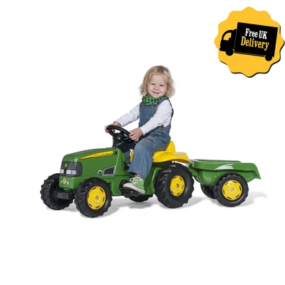 $263.35 • Buy Rolly Kid John Deere Ride-On Tractor And Trailer Childrens Outdoors Play Toy