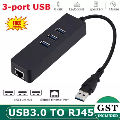 $10.19 • Buy USB 3.0 HUB 3 Port With RJ45 Ethernet Adapter 100Mbps To PC MAC Laptop
