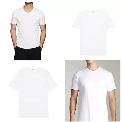 3-6 Packs Men 100% Thick Cotton Crew-Neck V-Neck T-Shirt Casual Tee White S-4XL • $45.99