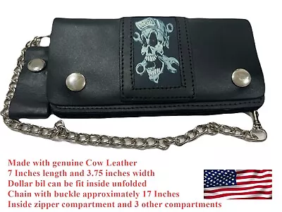 Cow Leather Lucky 13  Motorcycle Biker Chain Wallet Inside Zipper • $19.99