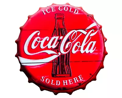 Coca Cola Sign Vintage Retro Wall Display Metal Bottle Top Coke Vintage Red 40cm • £12.25