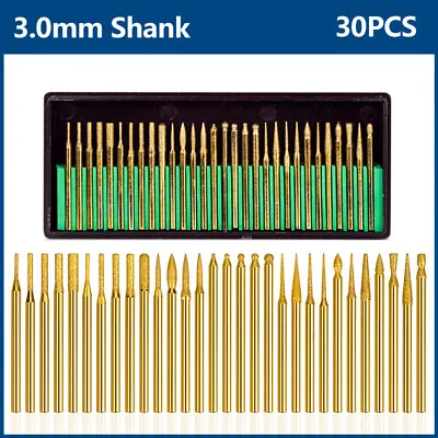 30pcs Diamond Burr Bits Grinding Carving Cutting Set For Dremel Rotary Tool • $12.28