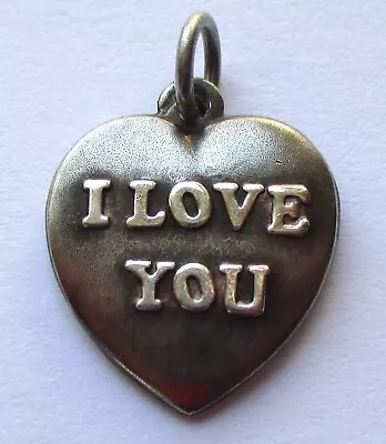 Vintage Sterling Silver I Love You Heart Pendant Charm • $19.99