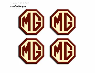 MG TF Alloy Wheel Centre Cap Badges Burgundy & Cream 45mm Logo Caps Set Of 4 • £24