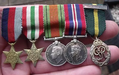 Ww2 Territorial Efficiency Decoration Five Miniature Medal Group Spink Mount. • £28