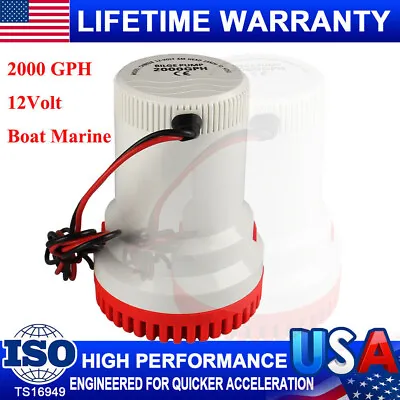 2000GPH 12V Non Automatic Submersible Bilge Water Pump Auto Boat Yacht Houseboat • $37.43