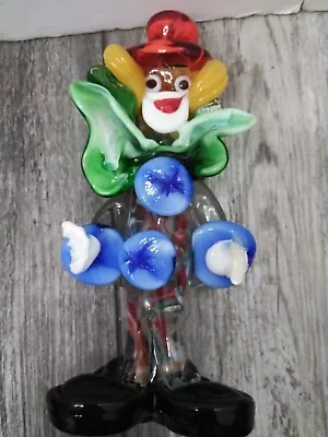 VTG Murano Italian  Clown Hand Blown Art Glass Figurine Sculpture 7” Tall (READ) • $36.78